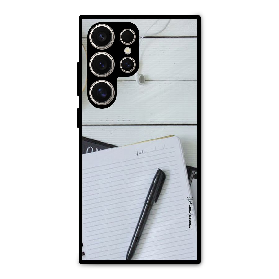 Headphones Notes Metal Back Case for Galaxy S24 Ultra