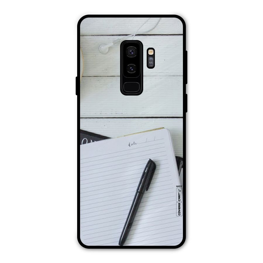 Headphones Notes Metal Back Case for Galaxy S9 Plus