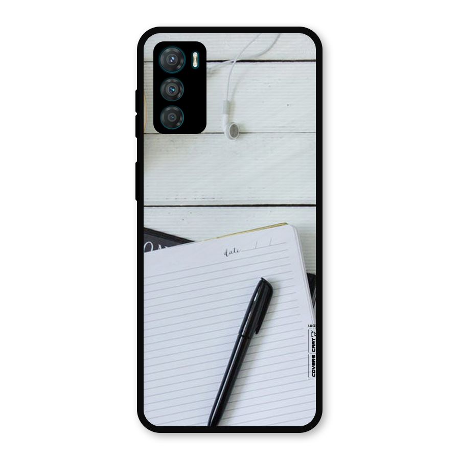 Headphones Notes Metal Back Case for Moto G42