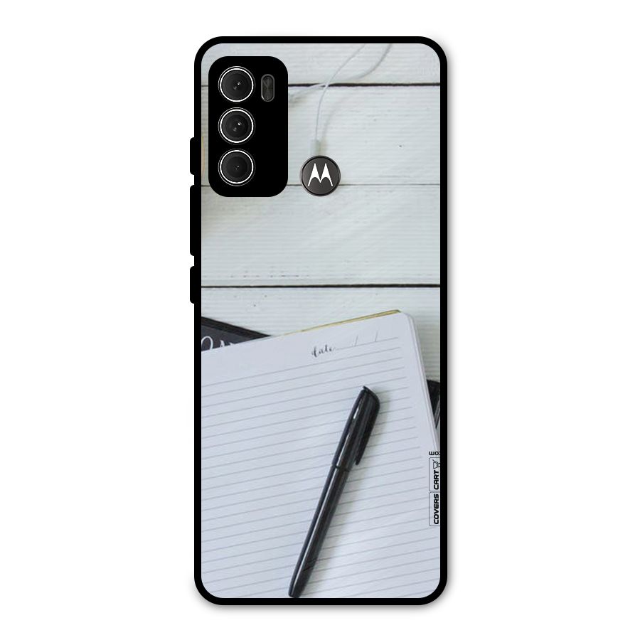 Headphones Notes Metal Back Case for Moto G60