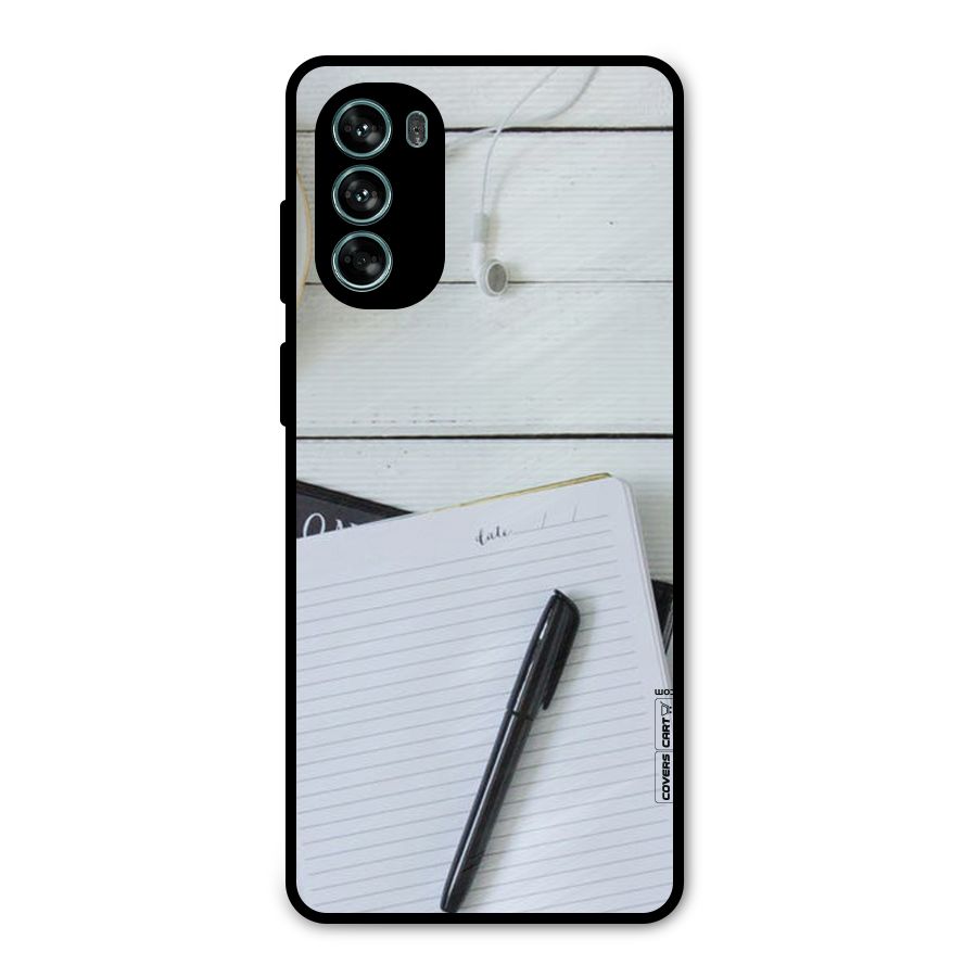 Headphones Notes Metal Back Case for Moto G62