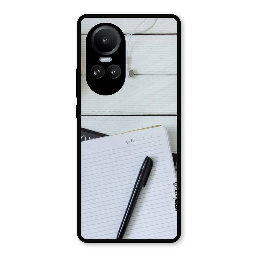Headphones Notes Metal Back Case for Oppo Reno10 Pro