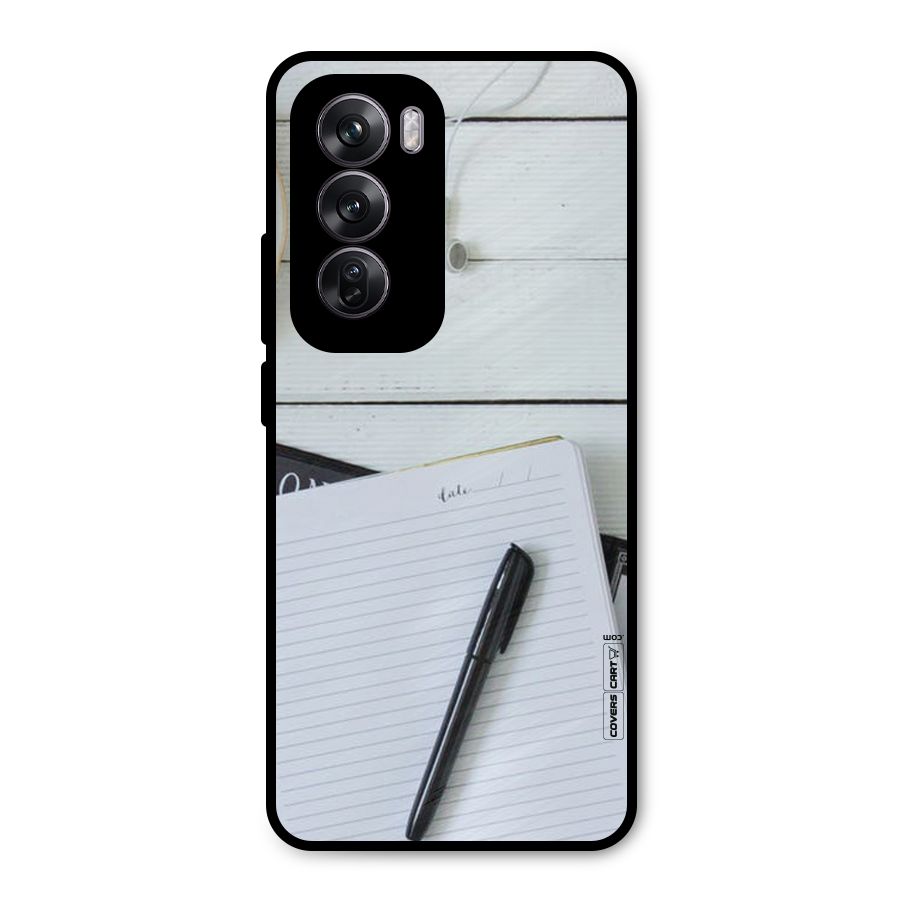 Headphones Notes Metal Back Case for Oppo Reno12 Pro