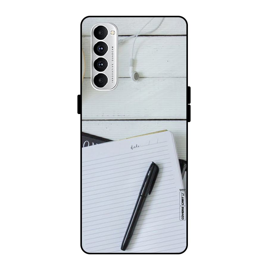 Headphones Notes Metal Back Case for Oppo Reno4 Pro