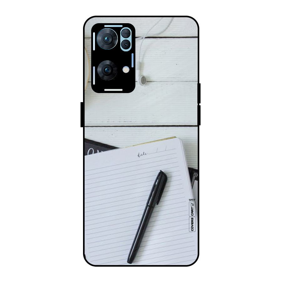 Headphones Notes Metal Back Case for Oppo Reno7 Pro 5G