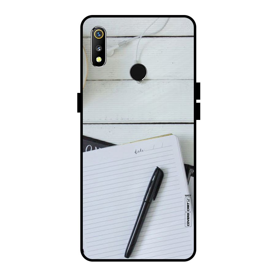 Headphones Notes Metal Back Case for Realme 3i