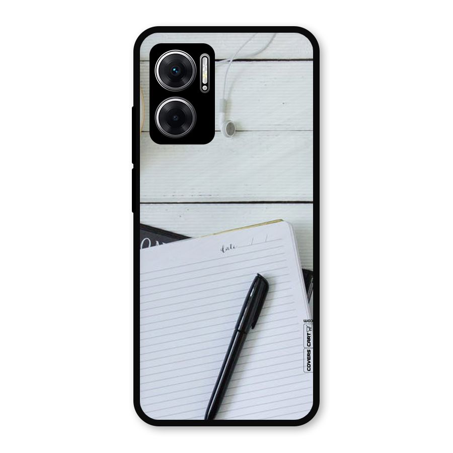 Headphones Notes Metal Back Case for Redmi 11 Prime 5G