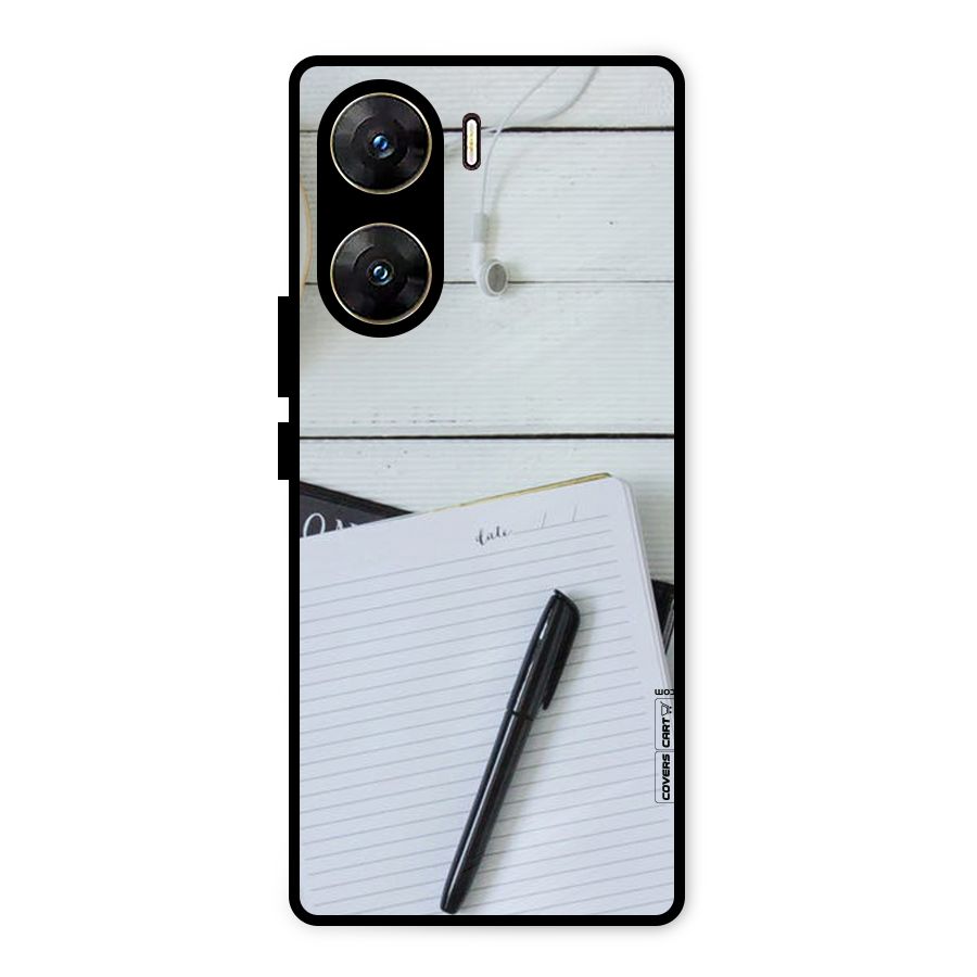 Headphones Notes Metal Back Case for Vivo V29e