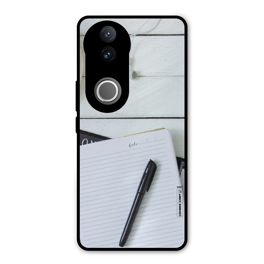 Headphones Notes Metal Back Case for Vivo V50e
