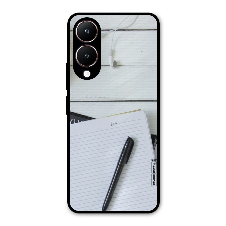 Headphones Notes Metal Back Case for Vivo Y28