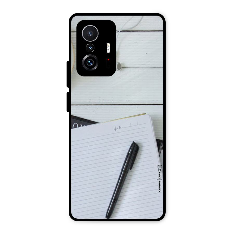 Headphones Notes Metal Back Case for Xiaomi 11T Pro