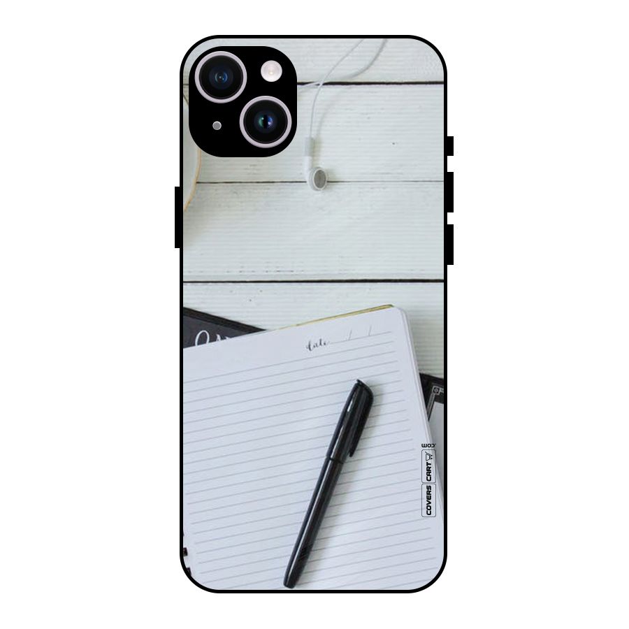 Headphones Notes Metal Back Case for iPhone 14 Plus