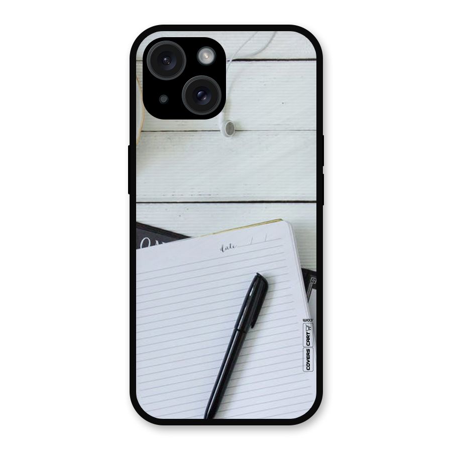 Headphones Notes Metal Back Case for iPhone 15