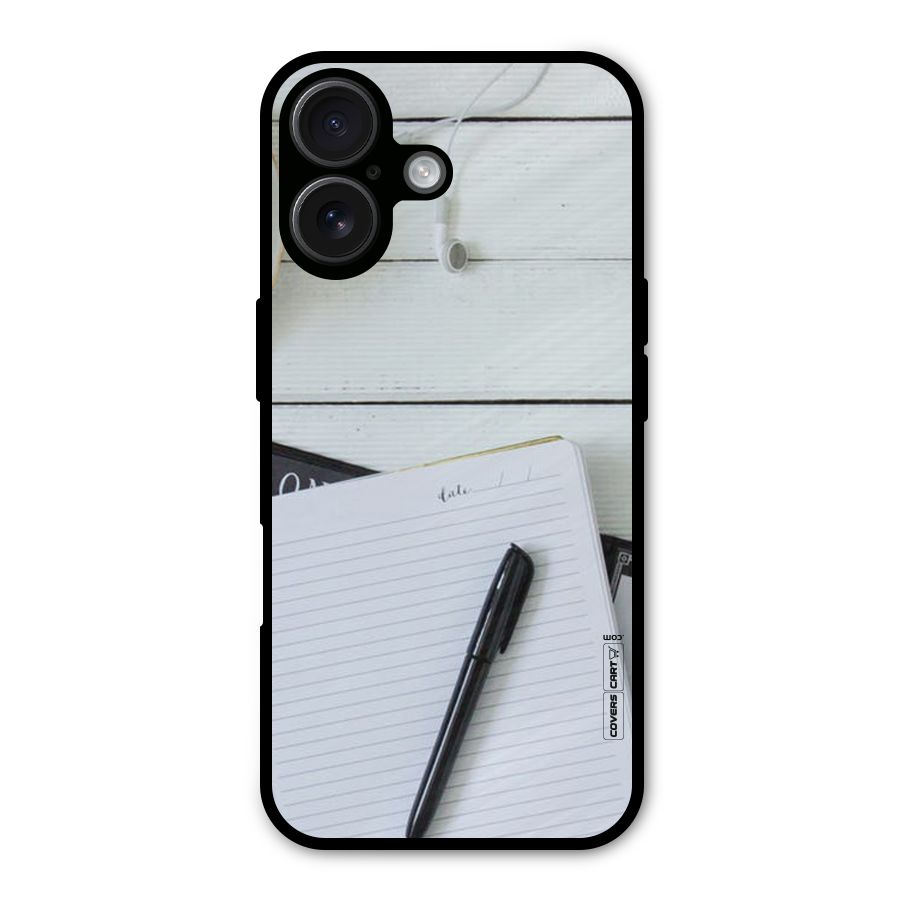 Headphones Notes Metal Back Case for iPhone 16
