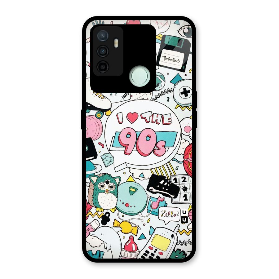 Heart 90s Glass Back Case for Oppo A53