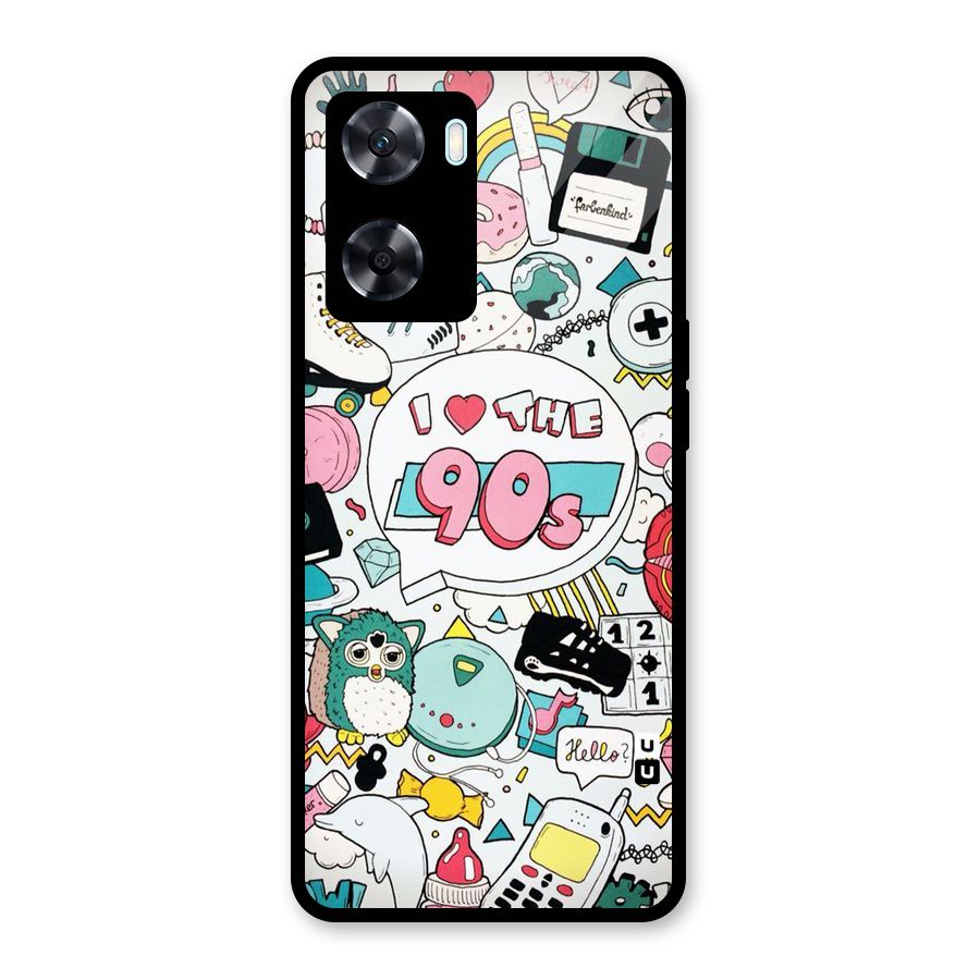 Heart 90s Glass Back Case for Oppo A77s