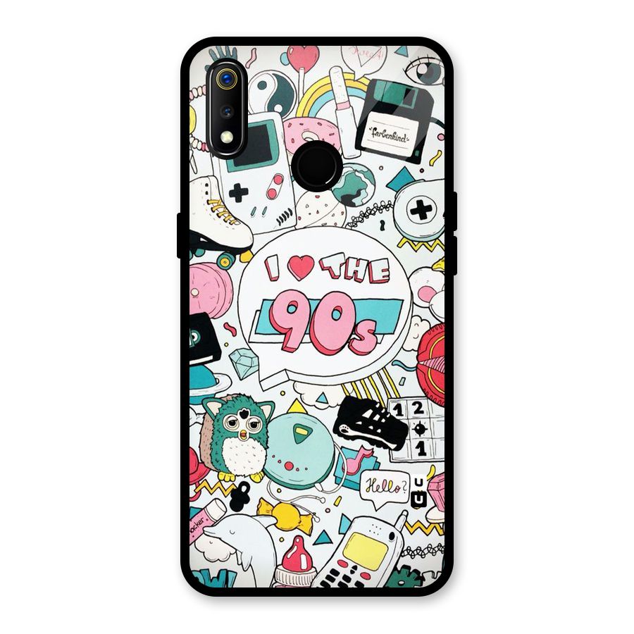 Heart 90s Glass Back Case for Realme 3i