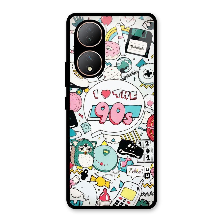 Heart 90s Glass Back Case for Vivo T2
