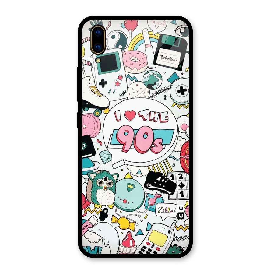 Heart 90s Glass Back Case for Vivo V11 Pro