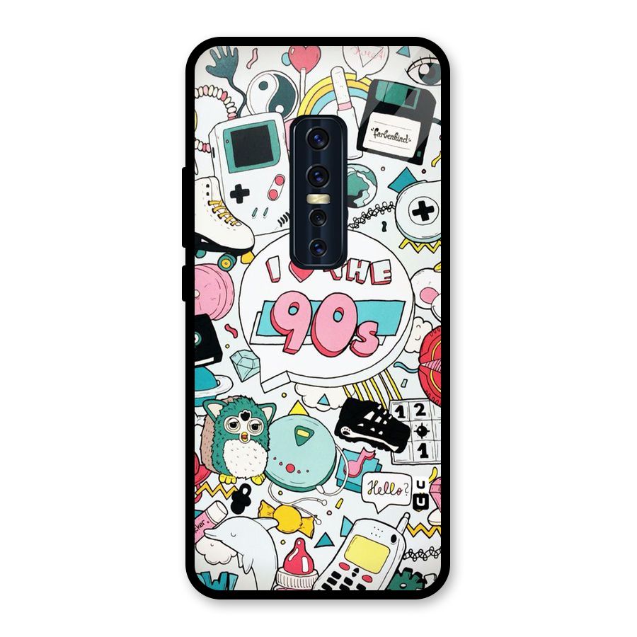 Heart 90s Glass Back Case for Vivo V17 Pro