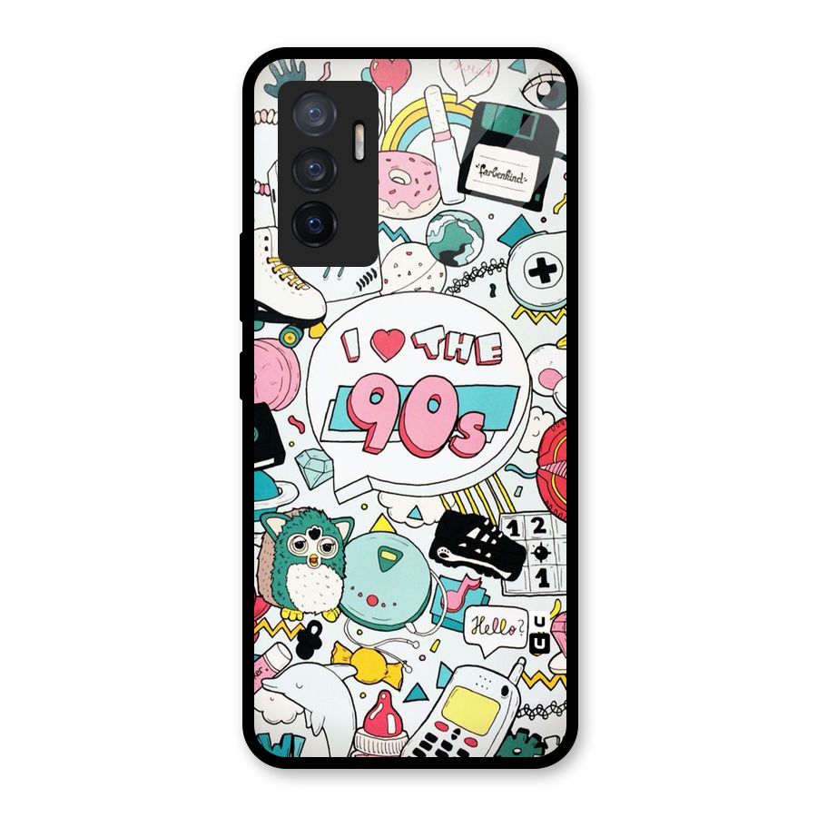 Heart 90s Glass Back Case for Vivo V23e