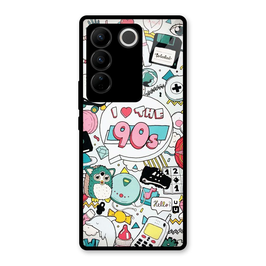 Heart 90s Glass Back Case for Vivo V27