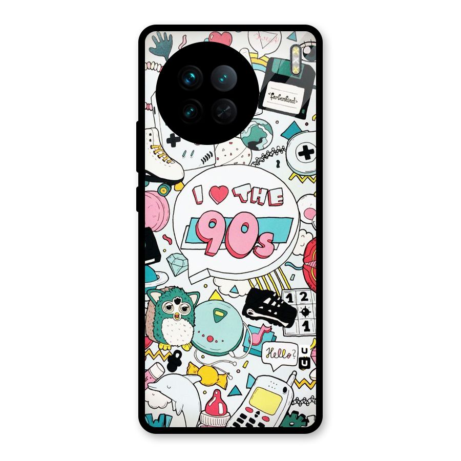 Heart 90s Glass Back Case for Vivo X90