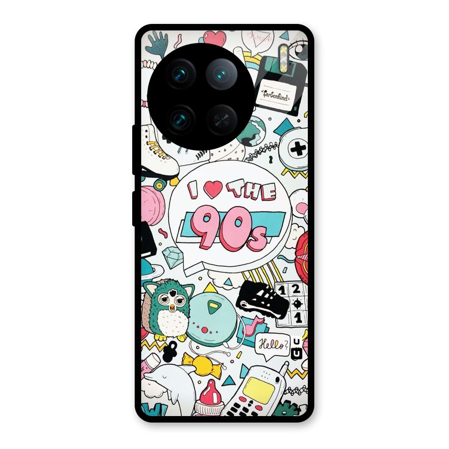Heart 90s Glass Back Case for Vivo X90 Pro