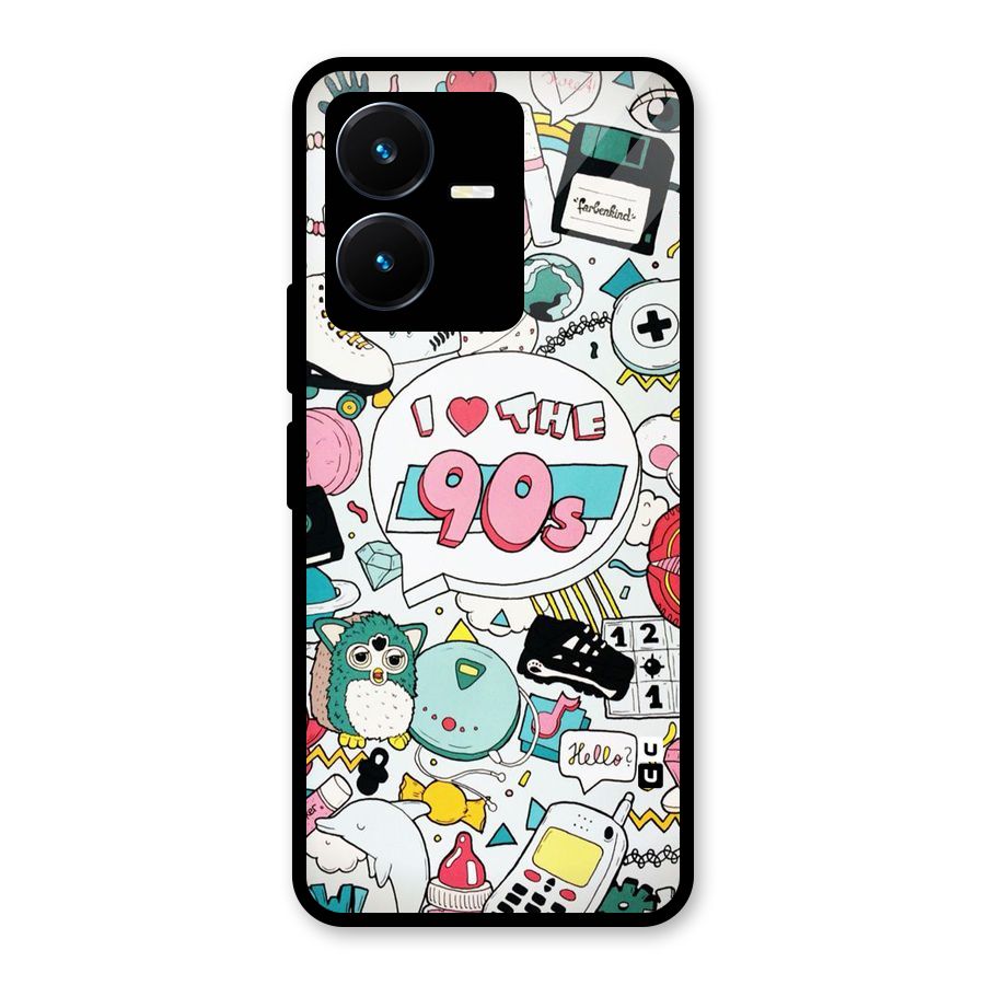 Heart 90s Glass Back Case for Vivo Y22s