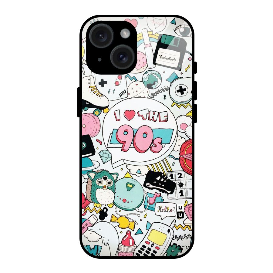 Heart 90s Glass Back Case for iPhone 15