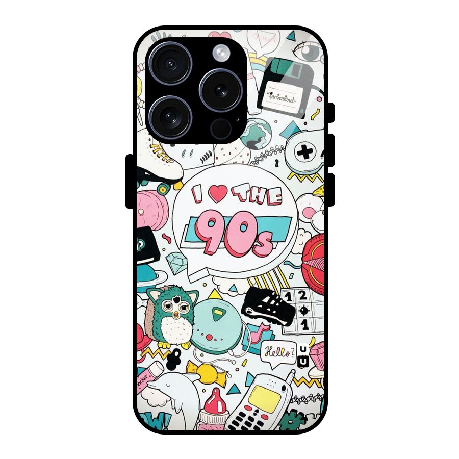 Heart 90s Glass Back Case for iPhone 15 Pro