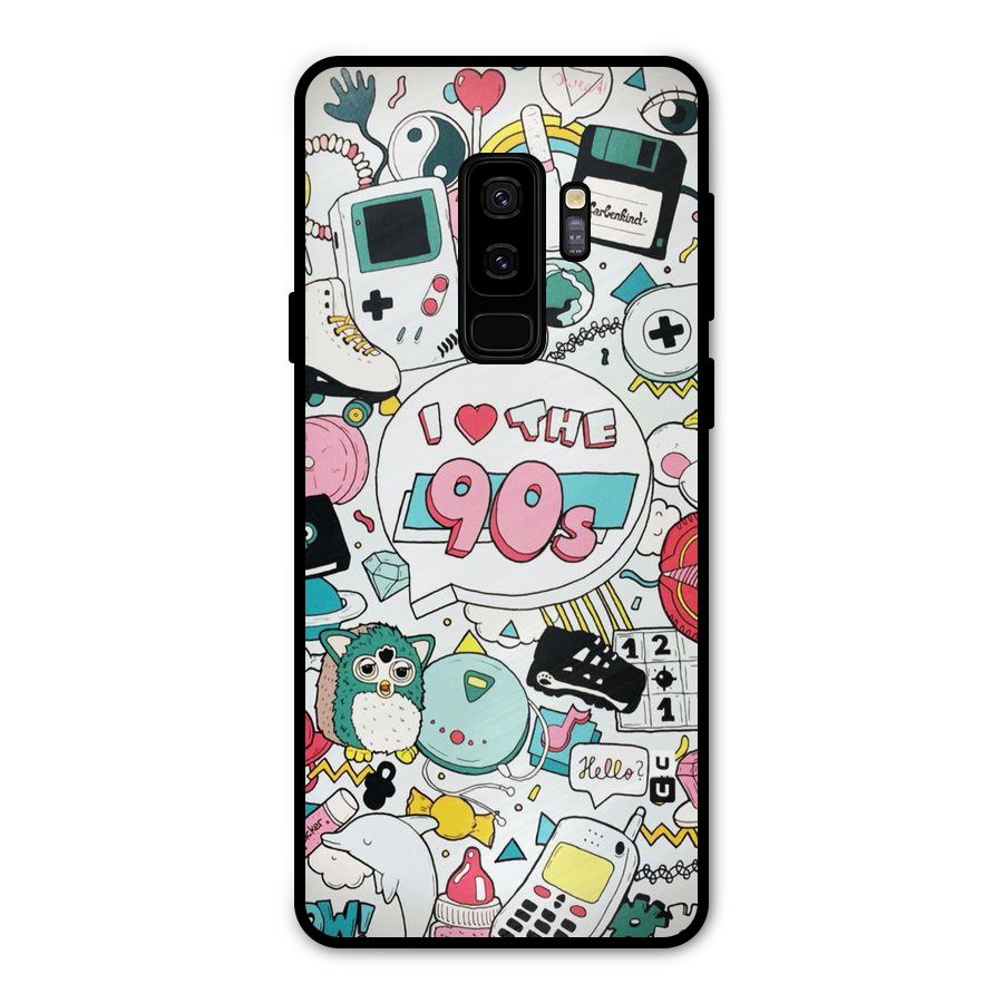Heart 90s Metal Back Case for Galaxy S9 Plus