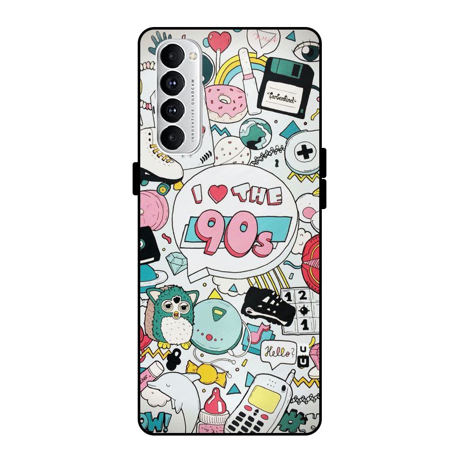 Heart 90s Metal Back Case for Oppo Reno4 Pro