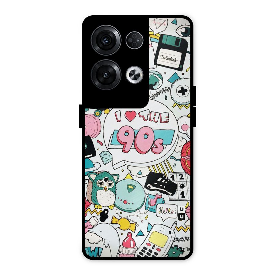 Heart 90s Metal Back Case for Oppo Reno8 Pro 5G