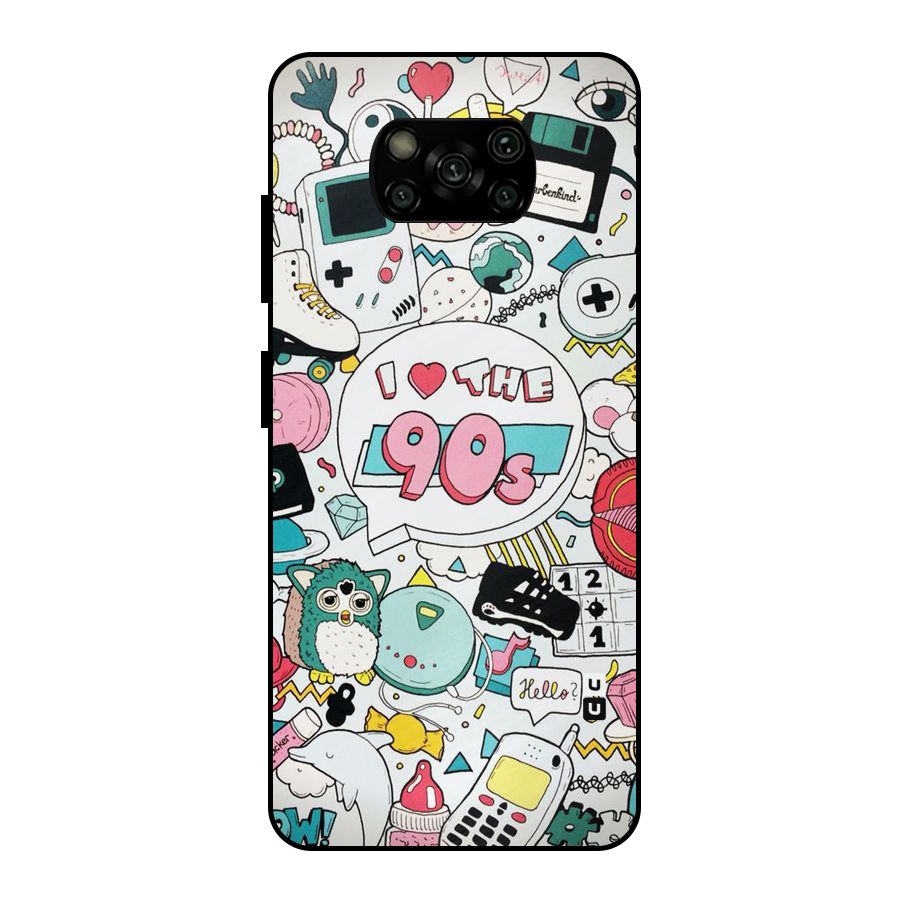 Heart 90s Metal Back Case for Poco X3