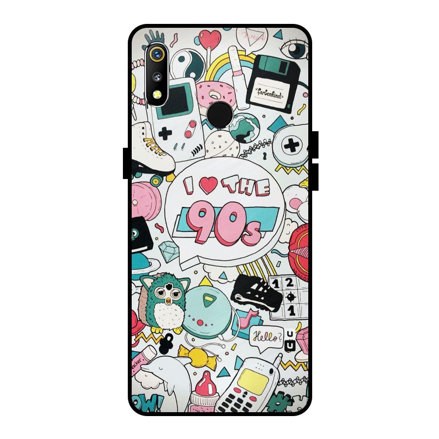 Heart 90s Metal Back Case for Realme 3i