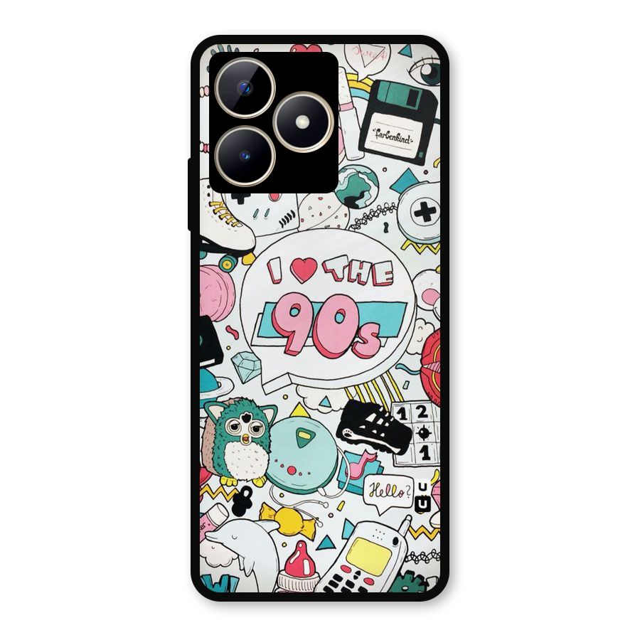 Heart 90s Metal Back Case for Realme C53