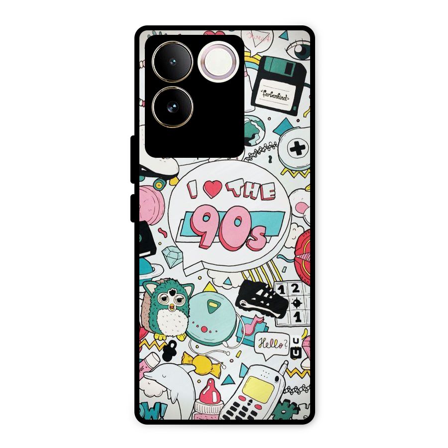Heart 90s Metal Back Case for Vivo T2 Pro