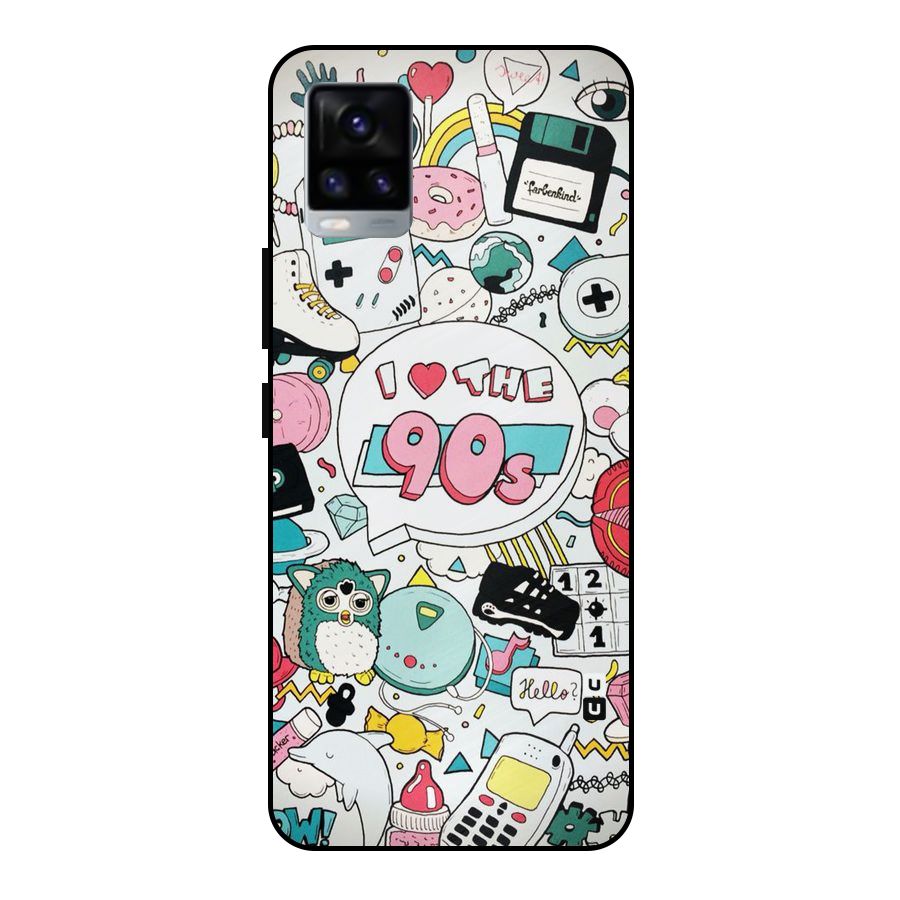 Heart 90s Metal Back Case for Vivo V20