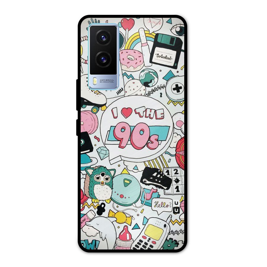 Heart 90s Metal Back Case for Vivo V21e 5G