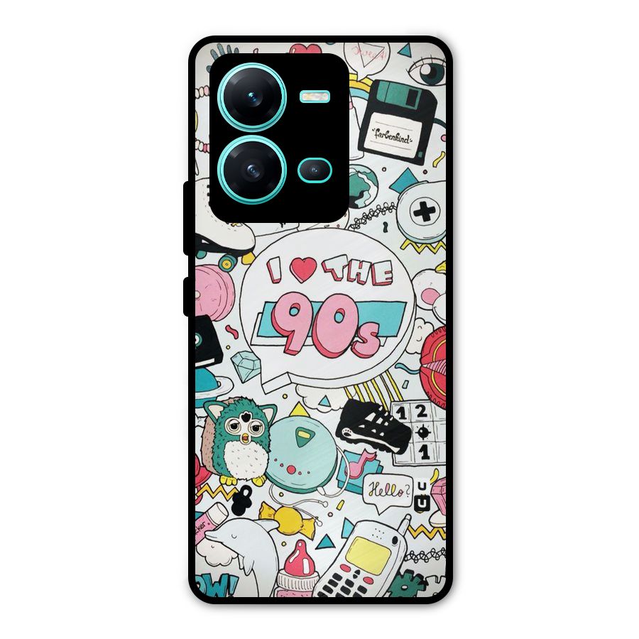 Heart 90s Metal Back Case for Vivo V25
