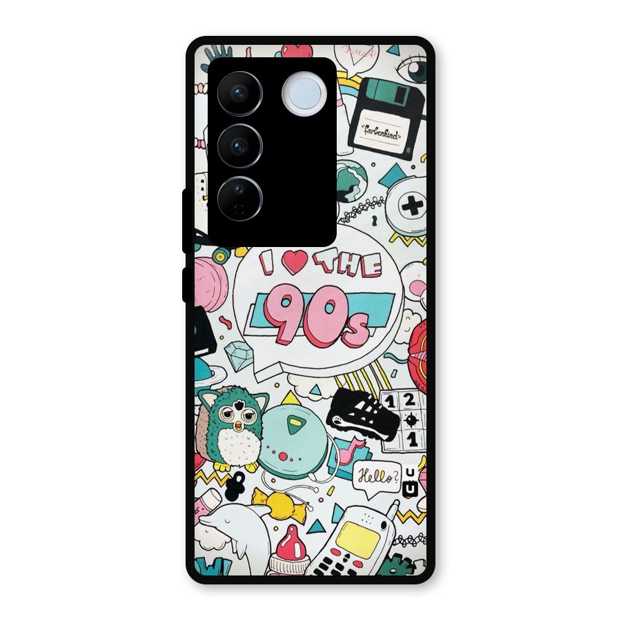 Heart 90s Metal Back Case for Vivo V27