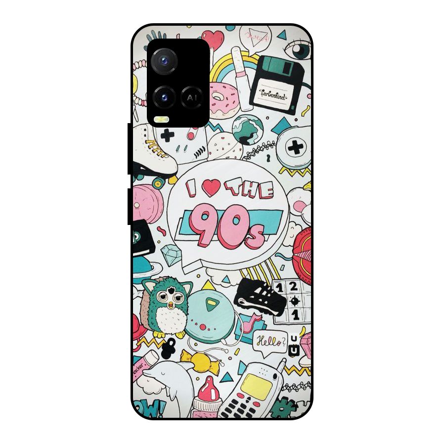 Heart 90s Metal Back Case for Vivo Y21