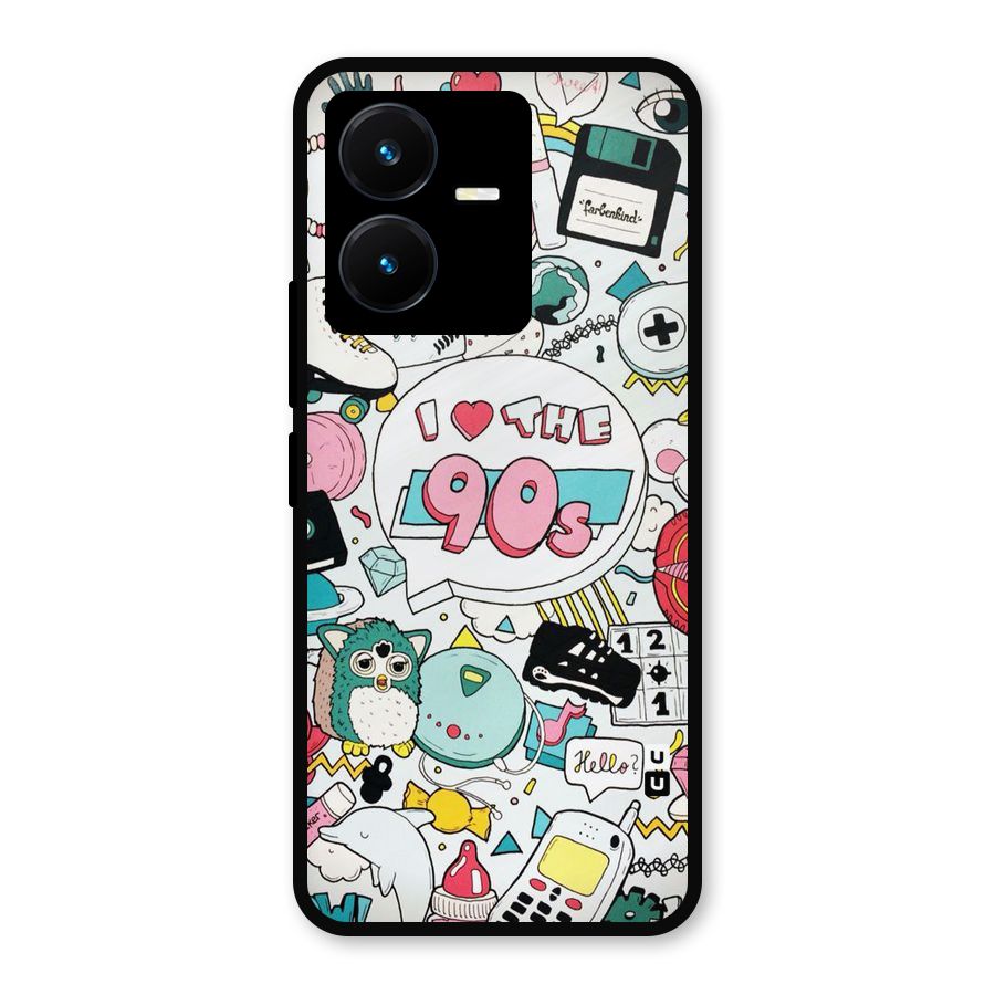 Heart 90s Metal Back Case for Vivo Y22