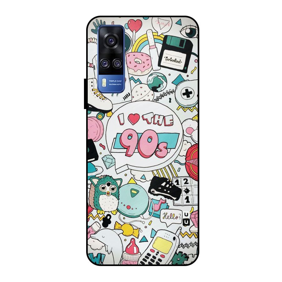 Heart 90s Metal Back Case for Vivo Y51