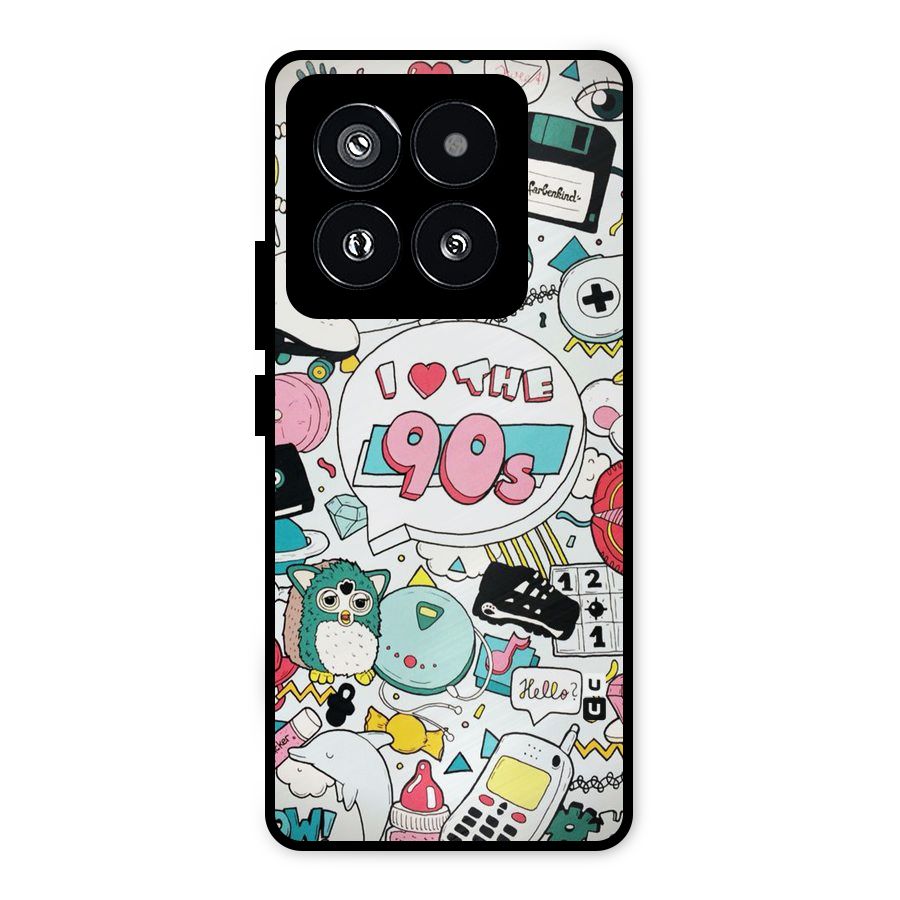 Heart 90s Metal Back Case for Xiaomi 14 Pro