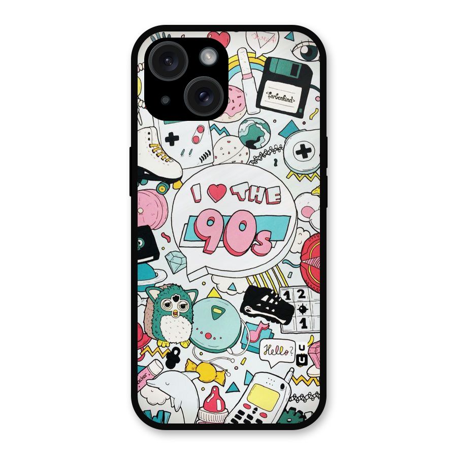 Heart 90s Metal Back Case for iPhone 15