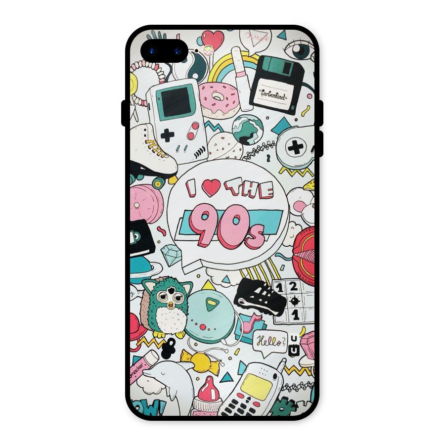 Heart 90s Metal Back Case for iPhone 8 Plus