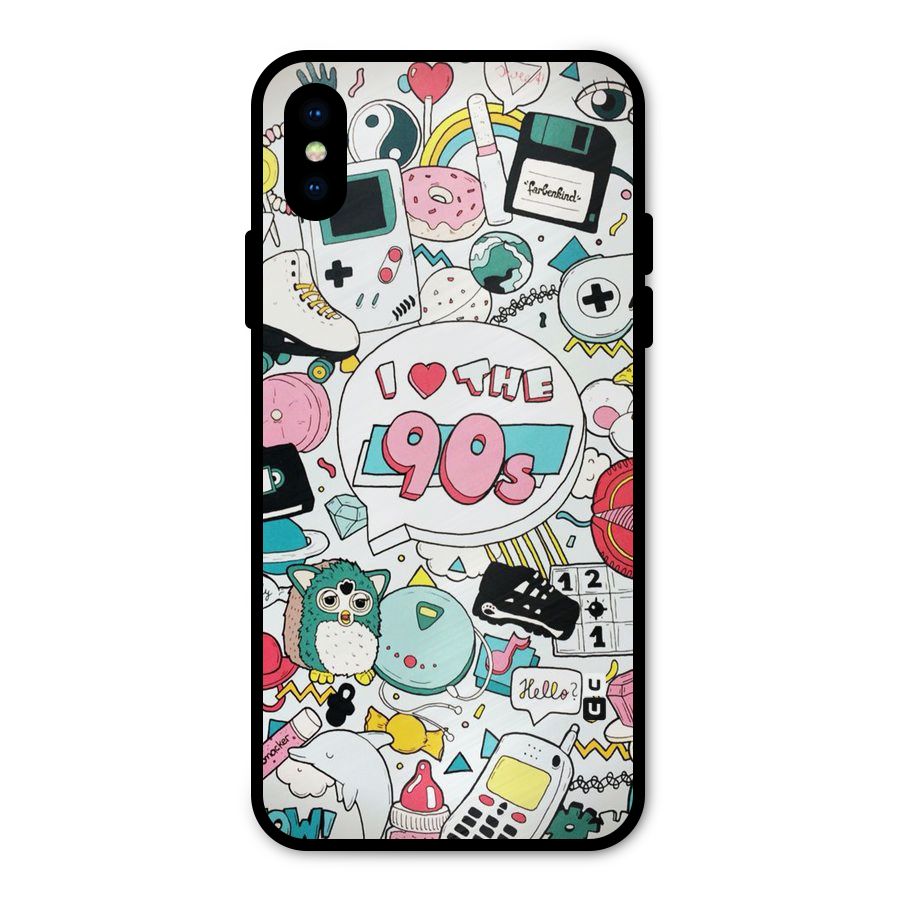 Heart 90s Metal Back Case for iPhone XS