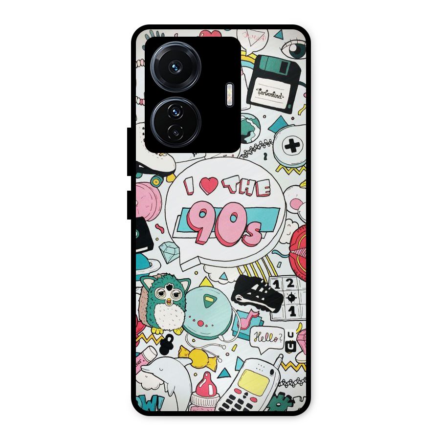 Heart 90s Metal Back Case for iQOO Z6